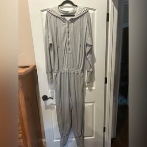 FP Movement by Free People Gray Training Day Hooded Jumpsuit. NWOT. Size Large